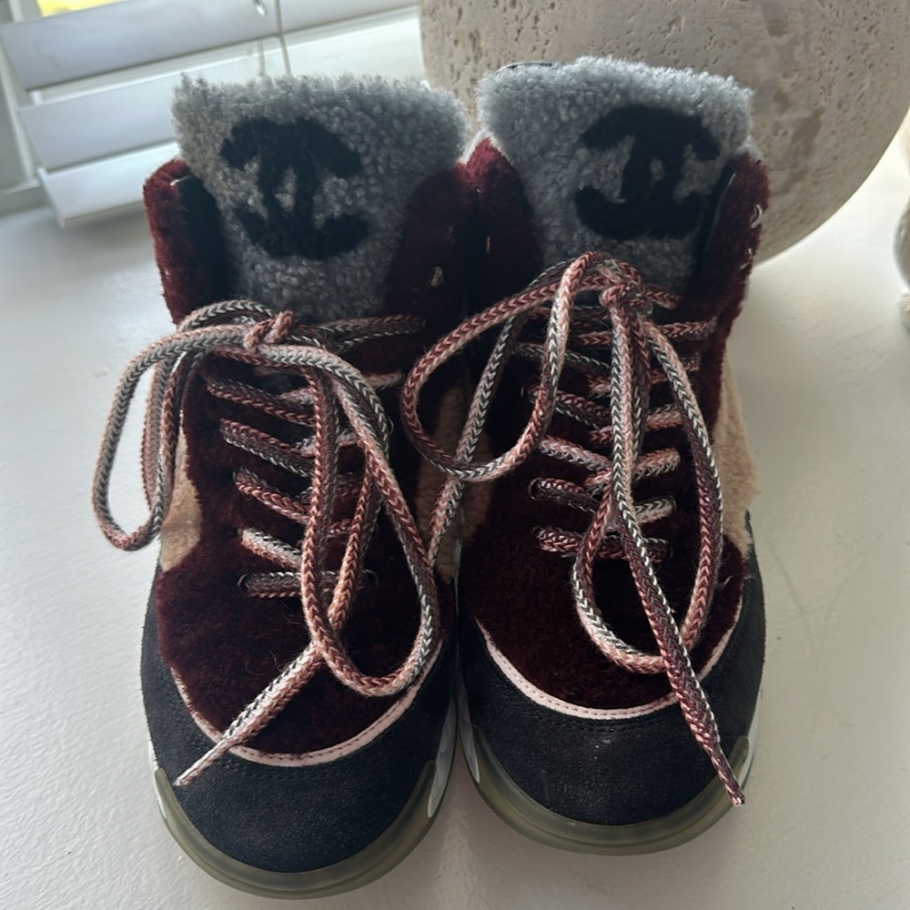 Chanel Shearling Hightop Sneakers - Picture 3 of 14